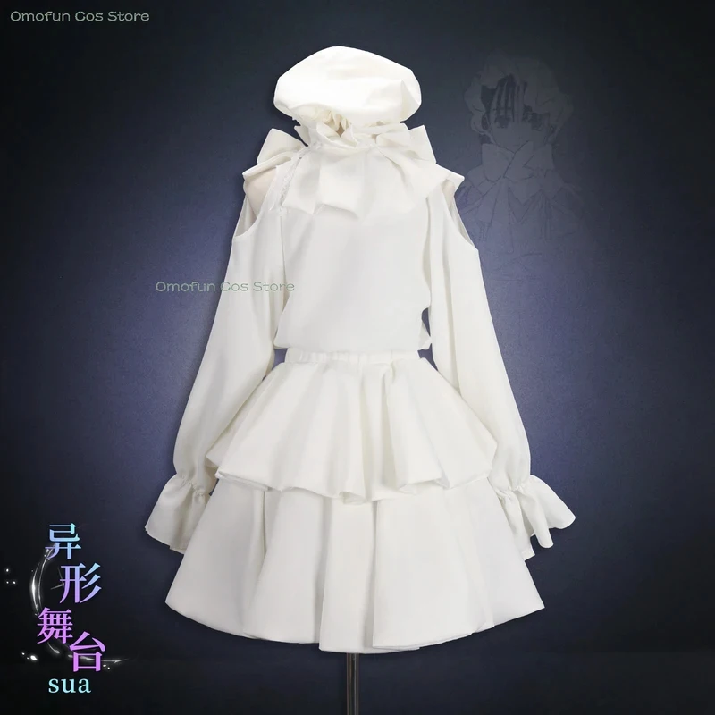 ABC123Omofun Cos Store Alien Stage Young Sua Dress Gown Cosplay Costume Wig Pure White Halloween Party Roleplay Lo3;b,6/k'5; view 5