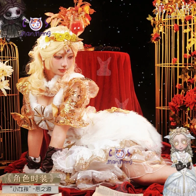 

little girl Identity Ⅴ Alice Deross Memory Cosplay Costume Halloween Party Gorgeous Dress Cloak Wig Glasses Headwear Prop Set
