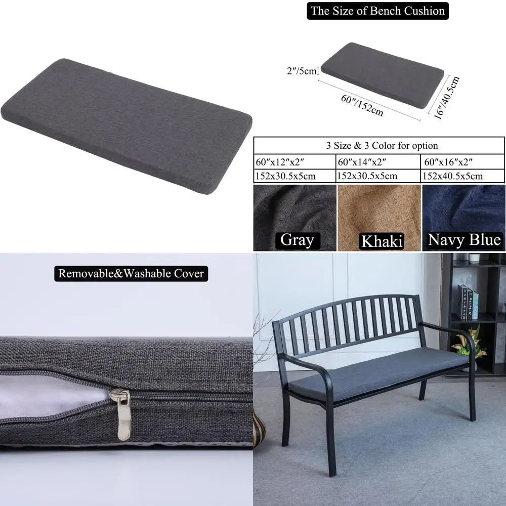 

Gray Indoor Dining Bench Cushion, 60x16 Inches, Non-Slip Rectangle for Window Seat Furniture
