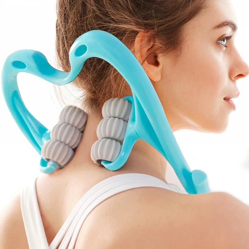 

Cervical Massager Clip Neck Massage Artifact Six Wheel Neck Kneading Massager Manual Multifunctional Home Use Fatigue Relief