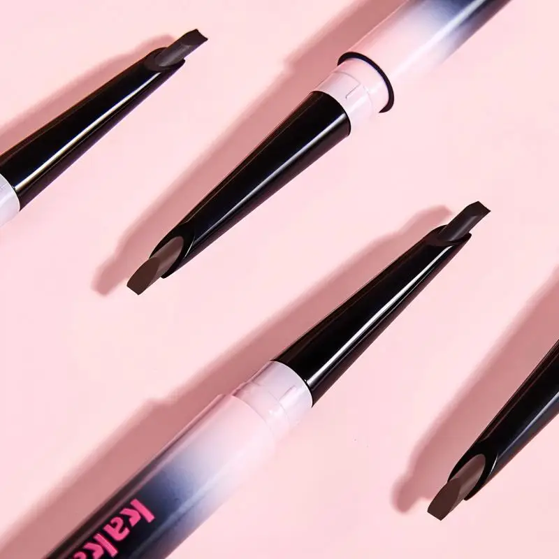 防水面取り両端アイブロウペン ブラシ付き - 色がつきやすく、長持ちするナチュラルアイブロウメイクアップ