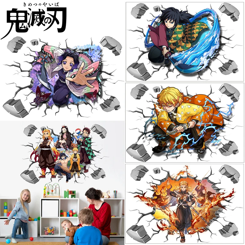 

Demon Slayer PVC Wall Stickers Anime Shinobu Bedroom Wallpaper 40x60CM Kyoujurou Creative Breaking Stickers Home Decorations