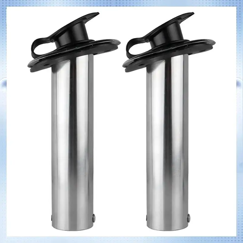 

ABMW-2 Pieces Marine Stainless Steel Fishing Rod Holder Recessed 15 Degree With PVC Cover, Inner Tube And Washer