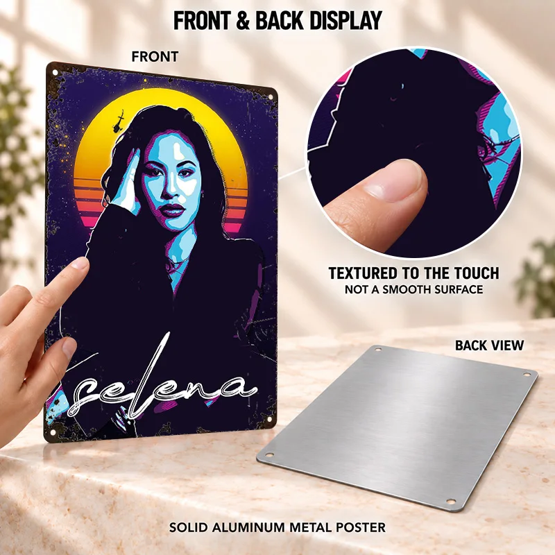 Selena Quintanilla Textured Metal Posters Bold Decorative Graphic Man Cave Wall Art Customized Aluminum Sign Record Lover Gift