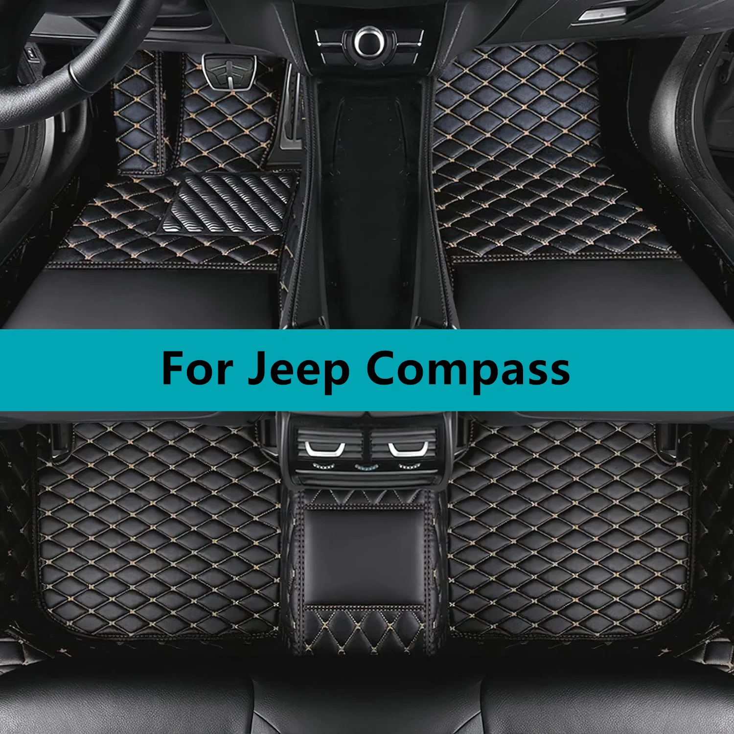 

Full Set Car Floor Mats For Jeep Compass 2017 2018 2019 2020 2021 Leather Floor Mats for Cars Mats Carpets Accessories
