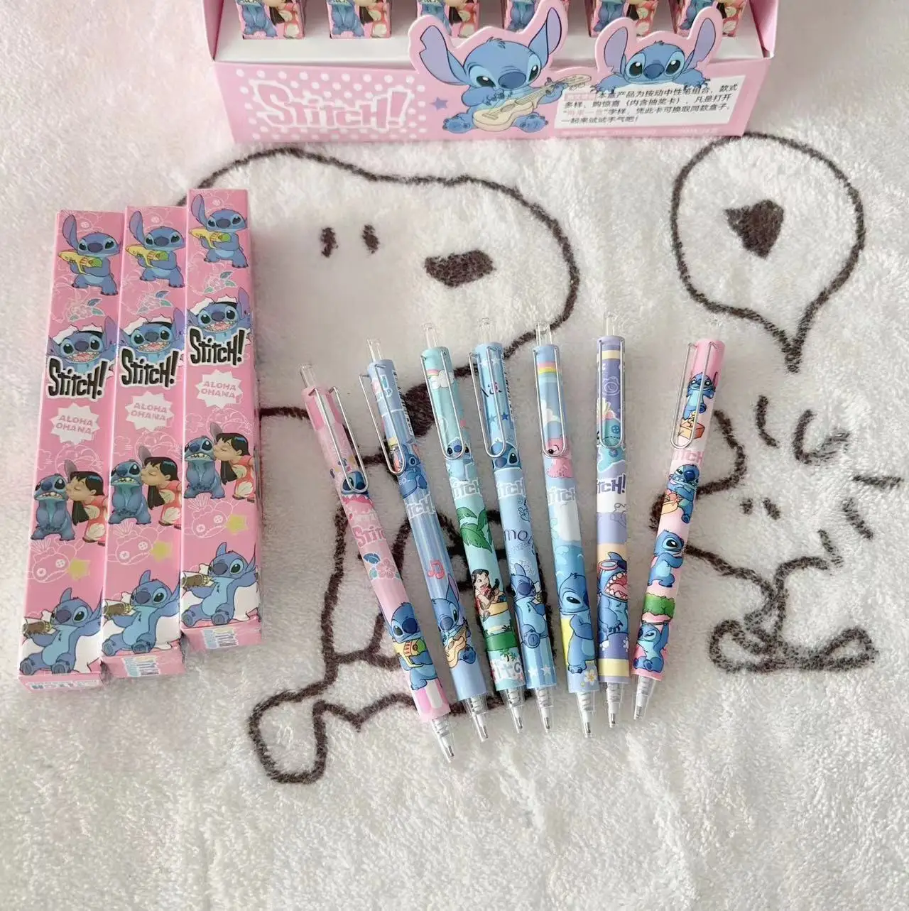 New 24pcs Disney Stitch Cartoon Gel Pen Student Writing Office Signature Neutral Pen School Supplies Wholesale Korean Stationery