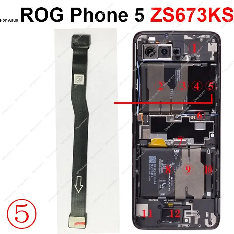 For Asus Rog 5 ZS673KS I005DA Rear Camera Connection NFC Mainboard Connector USB Board Fingerprint Fan Power Speaker Flex Cable