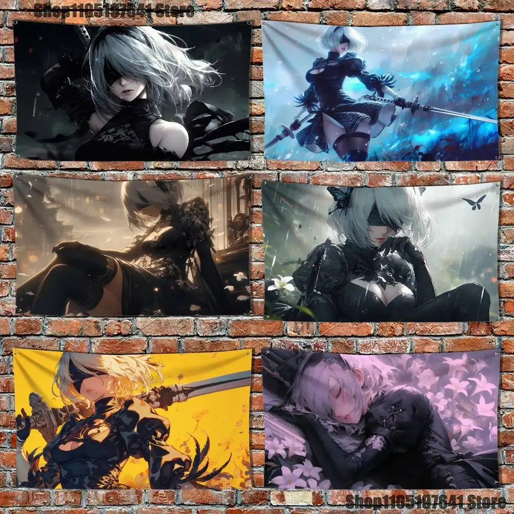 

Game Nier A-Automata 2B Suitable for camping carnivals music festivals parties Flag Polyester Digital Printing Banner For Decor