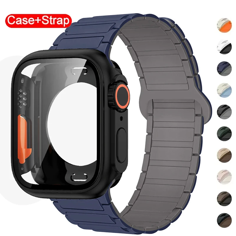 Wechsel zum Ultra-Gehäuse+Silikonarmband für Apple Watch 46mm 42mm 44mm 40mm 45mm 41mm für iWatch Series 11 10 9 8 7 6 SE3 Armband