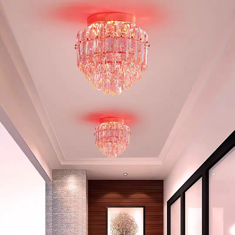 

Wedding Spring Festival balcony rotating red lantern ceiling light sky public light red two-color crystal chandelier moving Chin
