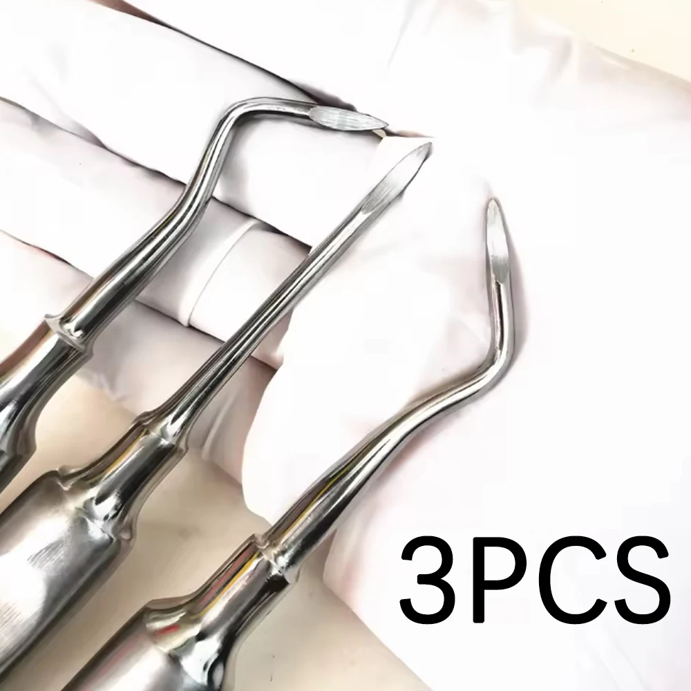 3Pcs Stainless Steel Teeth Extraction Forceps Curved Root Elevator Dental Tool Set for Tooth Removing Dentist Instrument