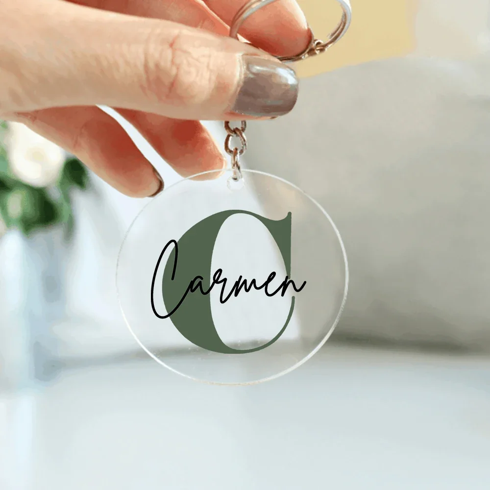 Personalized Letter with Name Keychain Pendant Key Chain Keyring Car Key Bags Jewelry Accessories Wedding Birthday Holiday Gifts