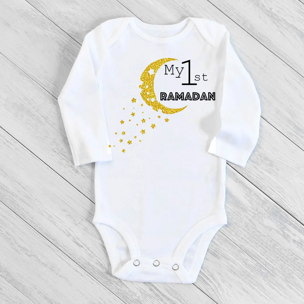 My First Ramadan Newborn Baby Bodysuit Infant Eid Long Sleeve Baby Jumpsuit Eid Boy Girl Ramadan Clothes Islamic Muslim Outfits