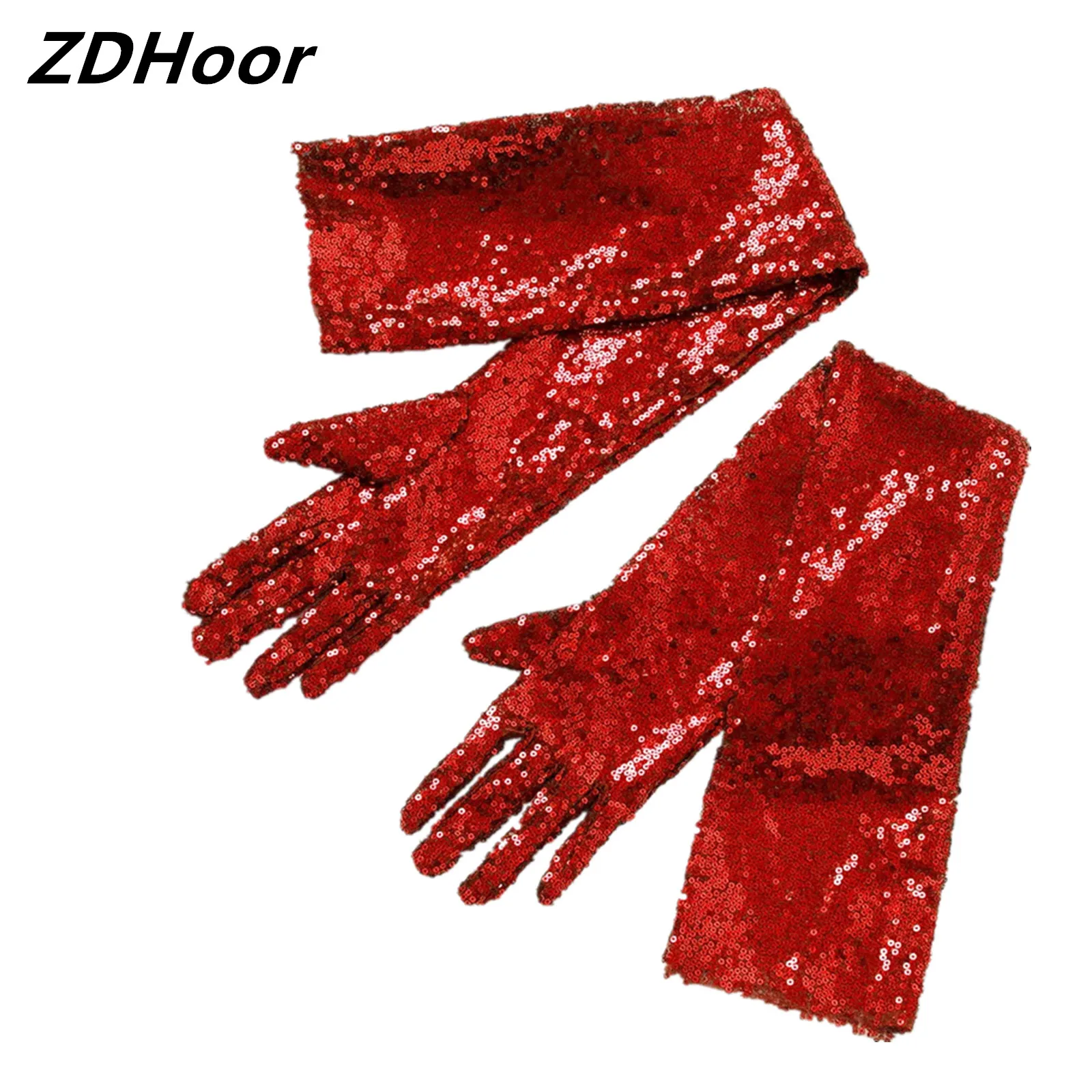 Shiny Sequin Gloves for Womens Mesh Long Opera Gloves Elbow Length Vintage 1920s Long Gloves for Opera Evening One Size