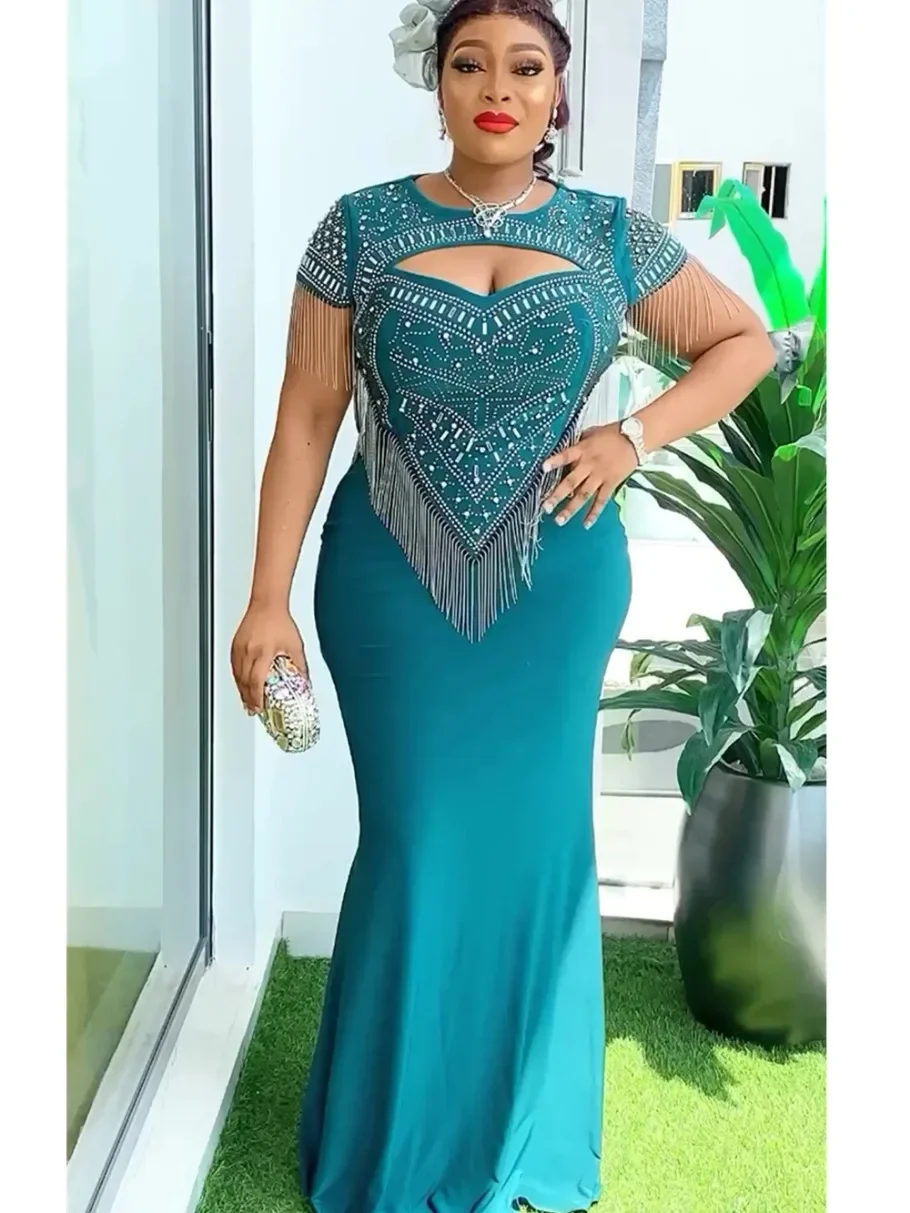 

Plus Size African Party Dresses for Women Sexy Bodycon Maxi Dress Elegant Turkey Wedding Evening Gowns Ankara Outfit Robe 2025