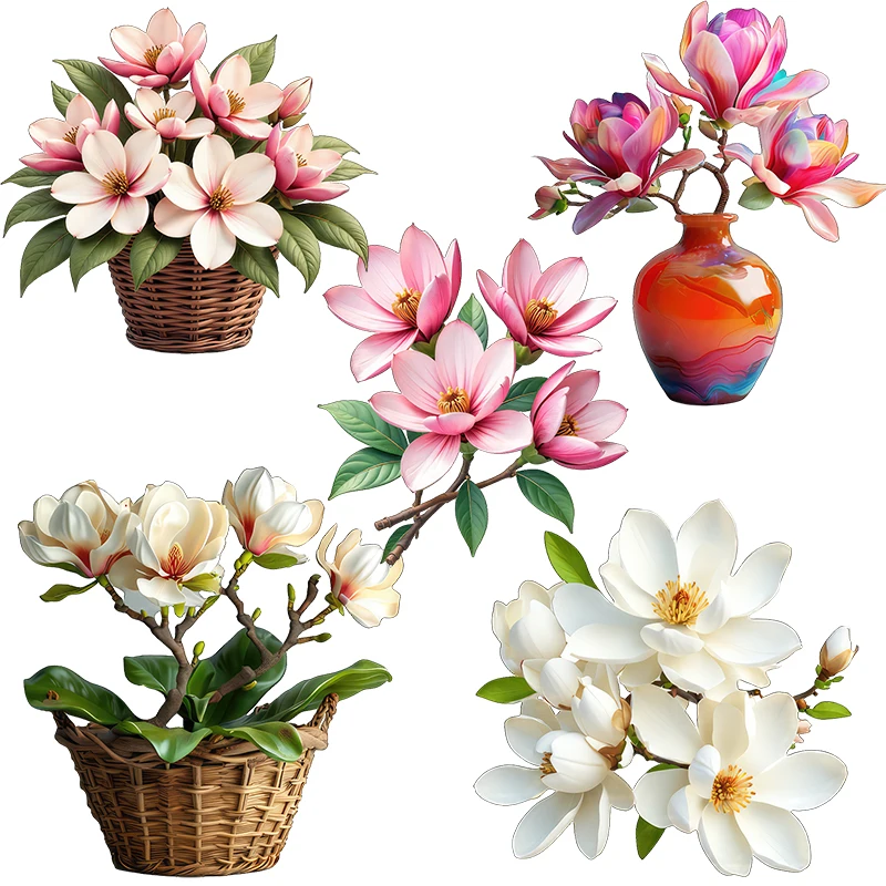 Three Ratels CD70 Beautiful magnolia flower stickers for home decoration toilet decals
