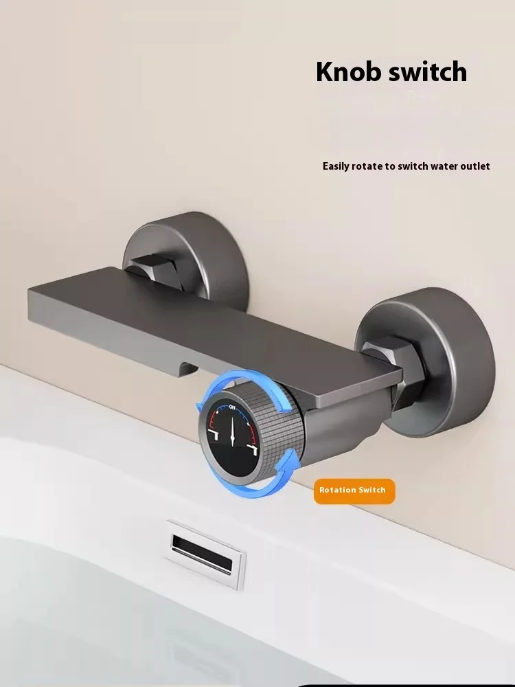 Solid Brass Deck Mounted Tub Shower Faucet - Hot/Cold High Flow Mixing Valve with Shower Head, Bathroom Fixture