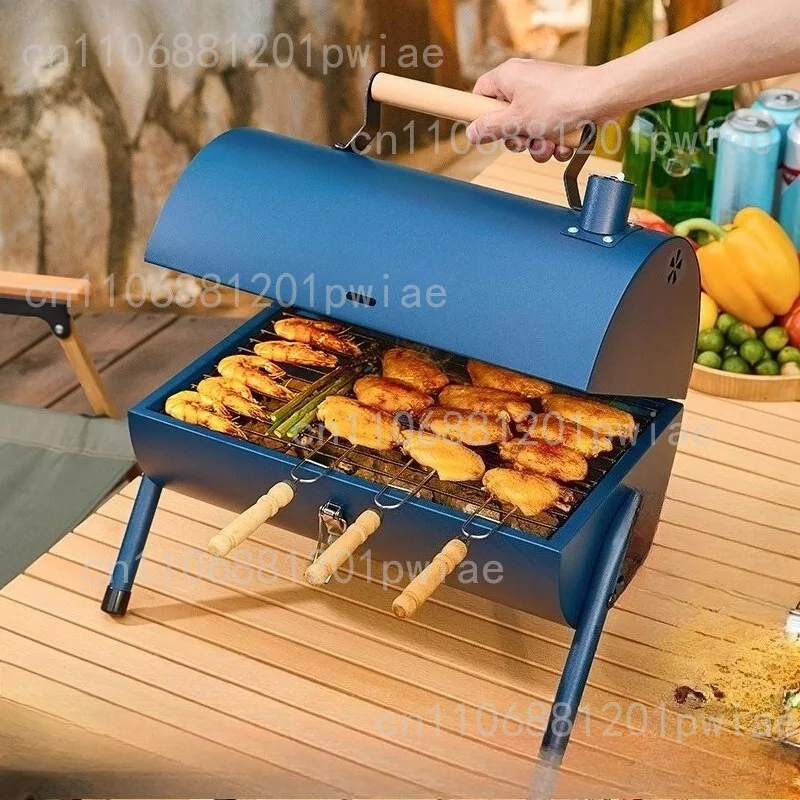 

Barbecue grill, home outdoor camping, smoke-free folding barbecue grill, carbon grill, portable frying and grilling dual-use