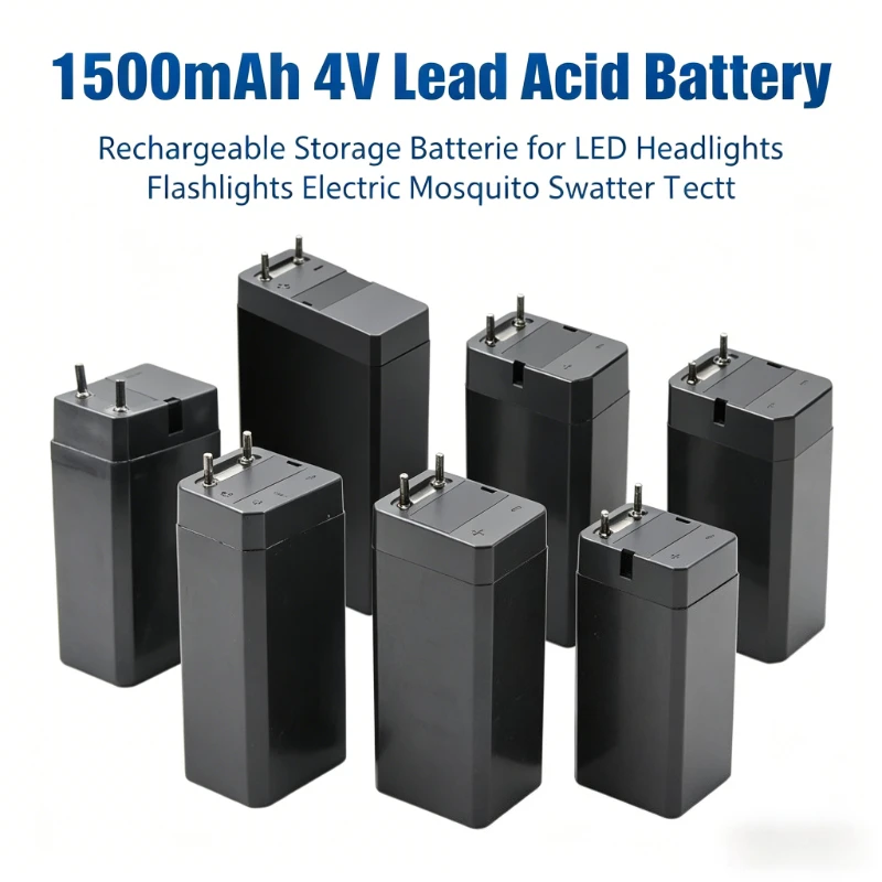 4V 1500mAh Lead Acid Rechargeable Storage Battery Replacement for LED Headlamp Flashlight Electric Mosquito Swatter Kids Toy