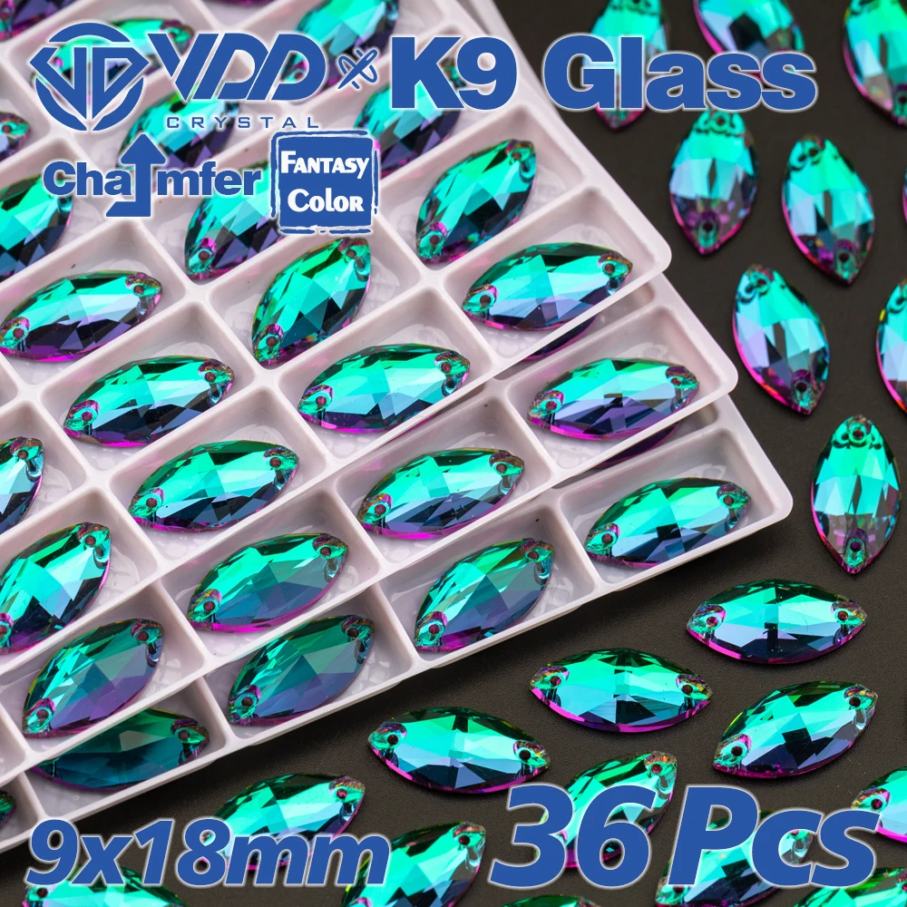 VDD Heliotrope Green Fantasy Color Top Quality K9 Glass Sew On strass cucito Crystal Flatback Stone Garment Dress Decoration