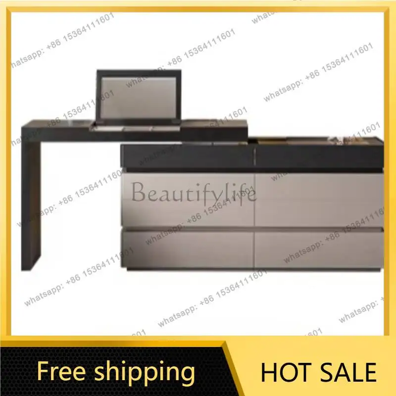 zj.Vintage Sliding Vanity Desk Makeup Storage Space Organizer Bedroom Vanity Desk Dressing Bedside Penteadeira Furniture For Hom