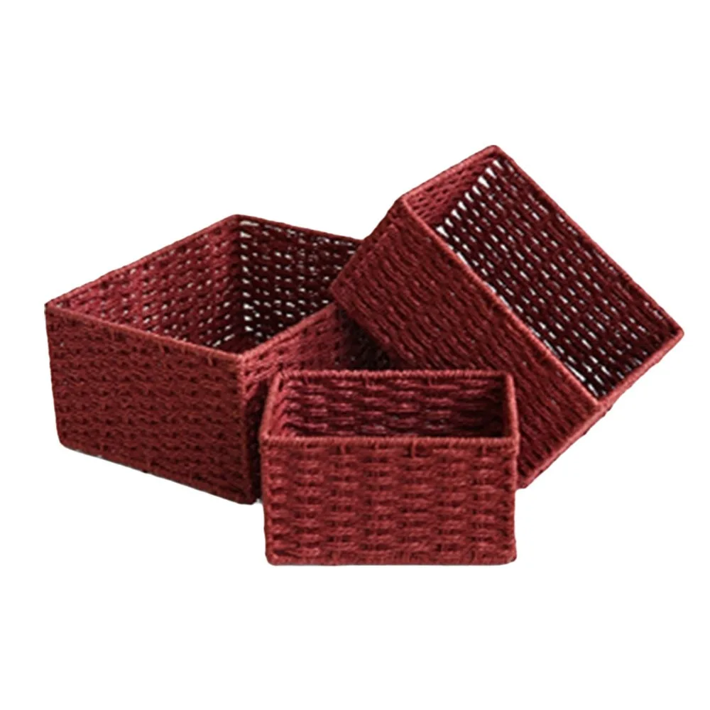 

Handmade Woven Storage Basket Large Capacity Rectangular Snack Storage Box Household Coffee Table Storage Basket Bathroom
