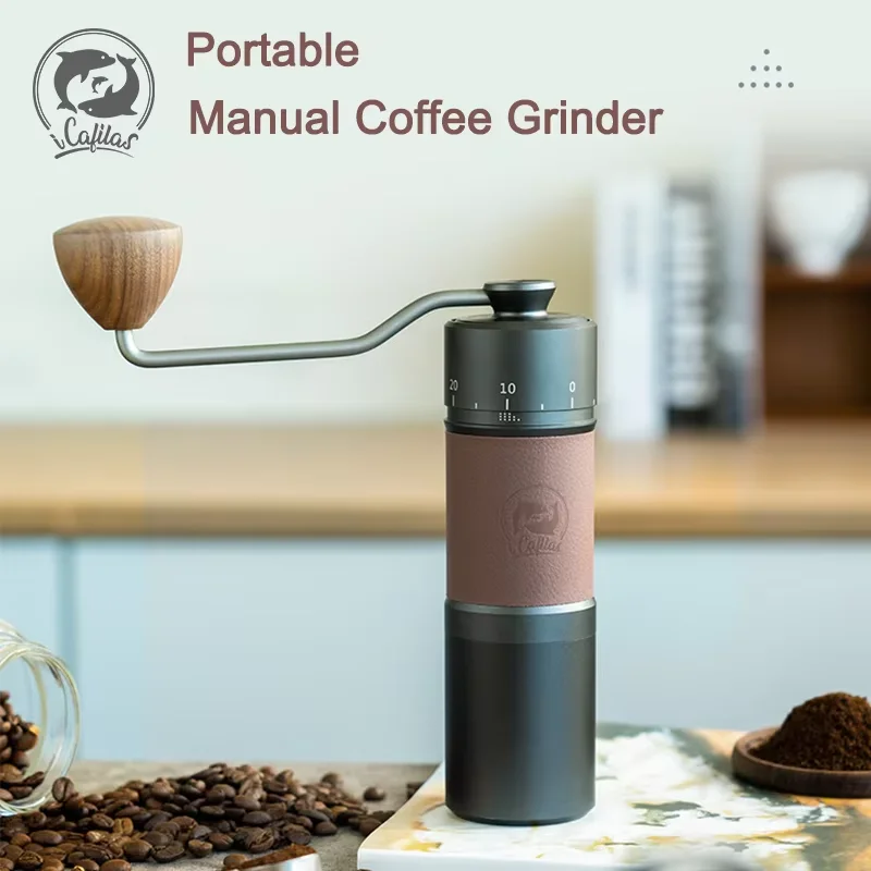 Manual Coffee Grinder 420 stainless steel 7-core burr coffee bean grinder adjustable grinding thickness anti slip pad icafilas