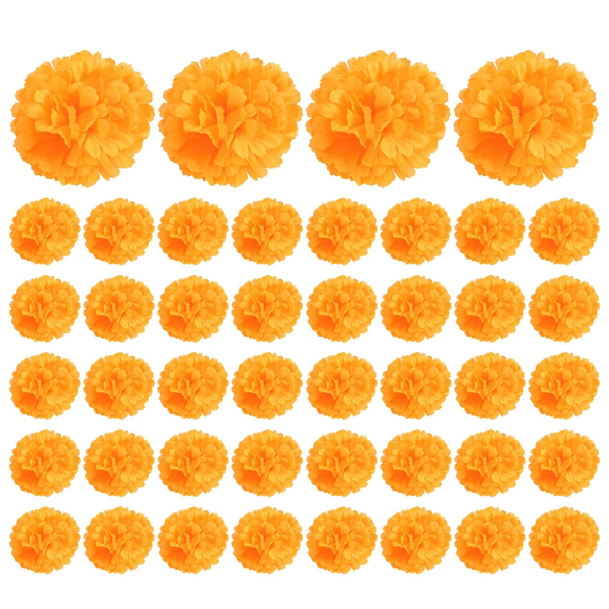 

3.9inch Marigold Flowers Artificial Day of the Dead Flower 50Pcs Fake Marigold Flowers Head for Marigold Garland Making