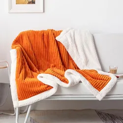 Magic Velvet Sherpa Blanket Fleece Throw Orange and White Sherpa – Soft Plush Fluffy Warm Cozy Thick for Bed Sofa Couch Chair