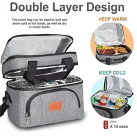 Double Layer Insulated Heat Lunch Bag Food Thermal Bento Bags Oxford Cloth Portable Storage Tote Shoulder Crossbody Handbags