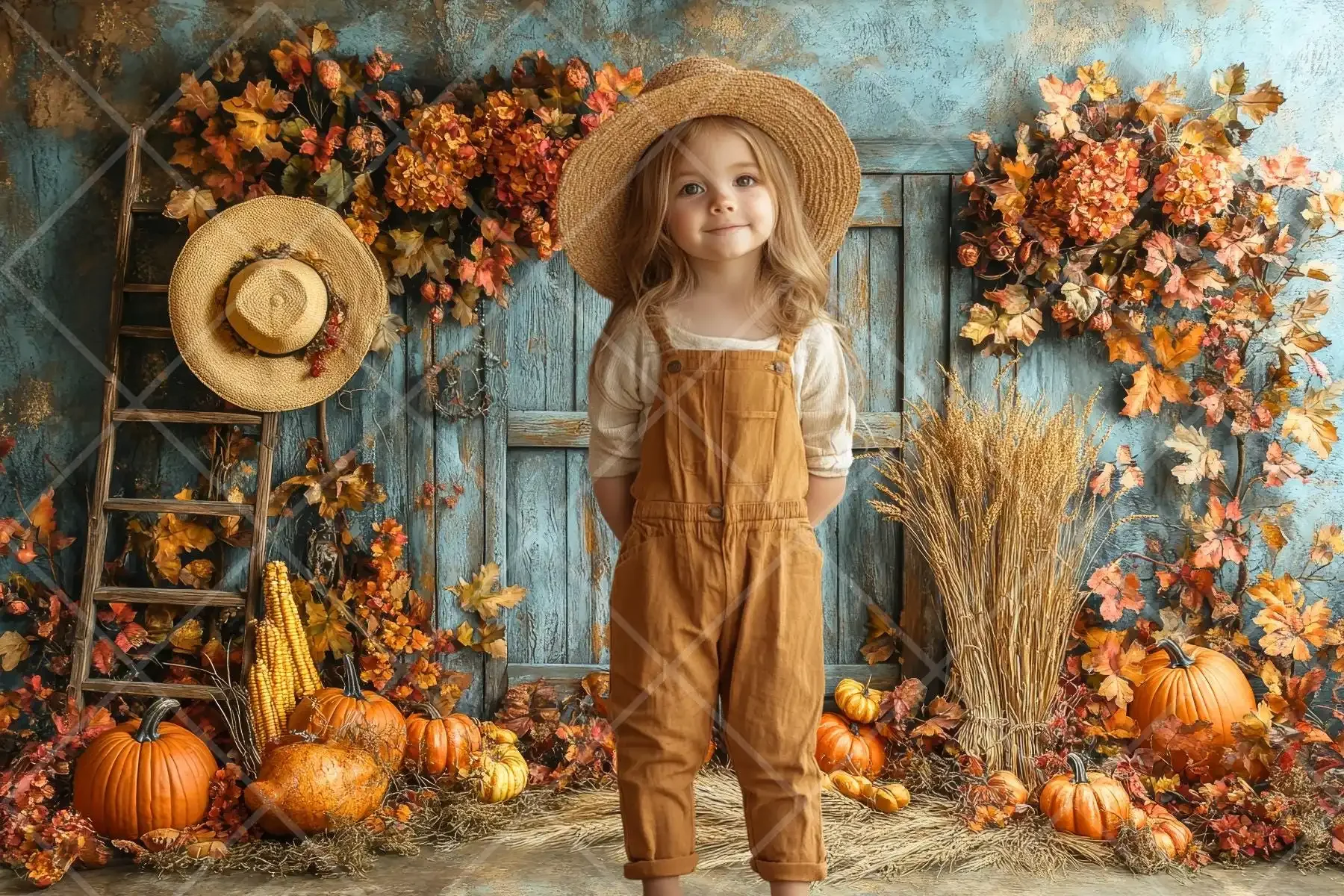 Mehofond Photography Background Autumn Harvest Fall Rustic Barn Door Pumpkins Kids Birthday Portrait Decor Backdrop Photo Studio