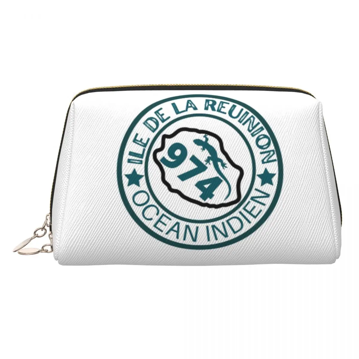 

974 Reunion Island Flag Women Cosmetic Bags Travel Makeup Organizer Pouch Toiletry Storage Dopp Kit Box