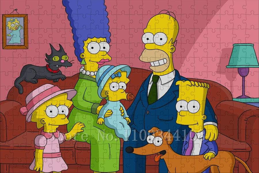 The Simpsons Wooden Puzzles Disney Cartoon Movies Jigsaw Puzzles for Kid Education Parent-Child Interactive Game Toys