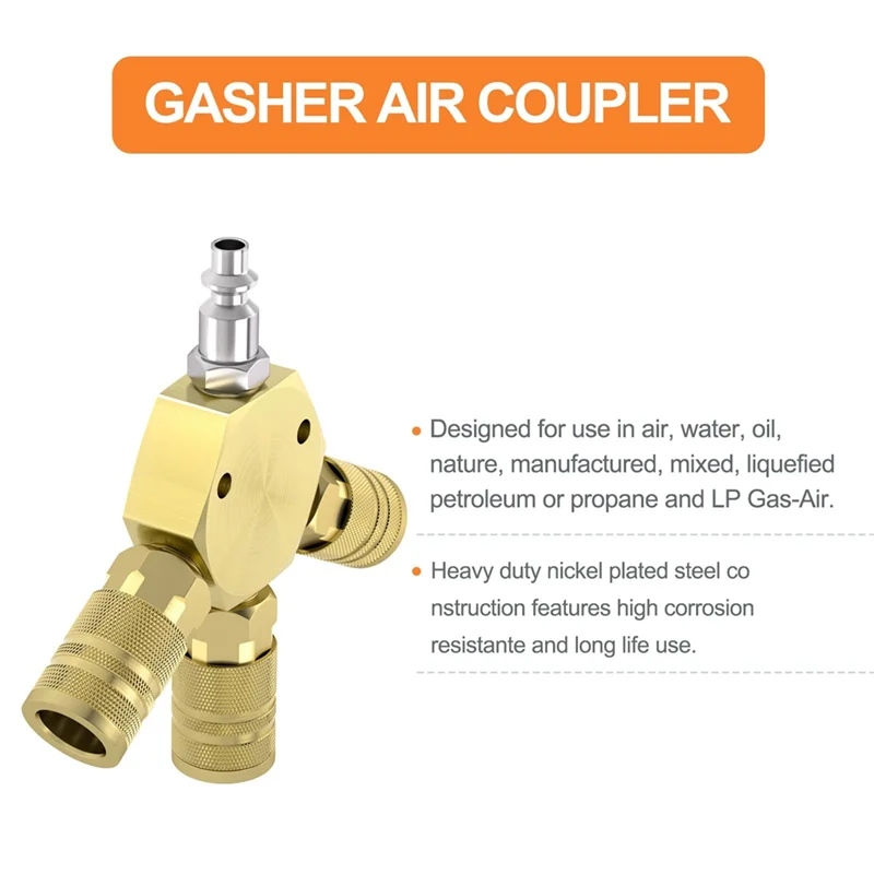 ท่อร่วมลมแบบหกเหลี่ยมอะลูมิเนียม ABGE แบบ 3 ทาง พร้อมข้อต่อเหล็กอุตสาหกรรม 3 ชิ้น และปลั๊ก, ท่อร่วมลมสำหรับเครื่องอัดอากาศ