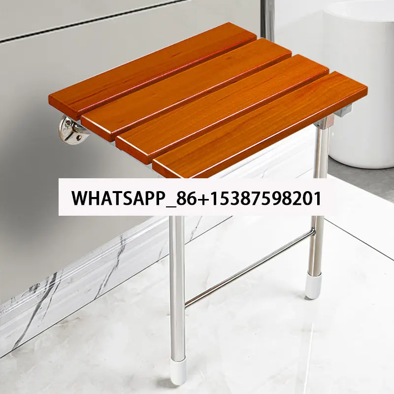 

BC Wall Mounted Solid Wood Folding Stool Bathroom And Shower Chair Porch Shoe Changing Stool Relaxation Bathroom Folding Chair