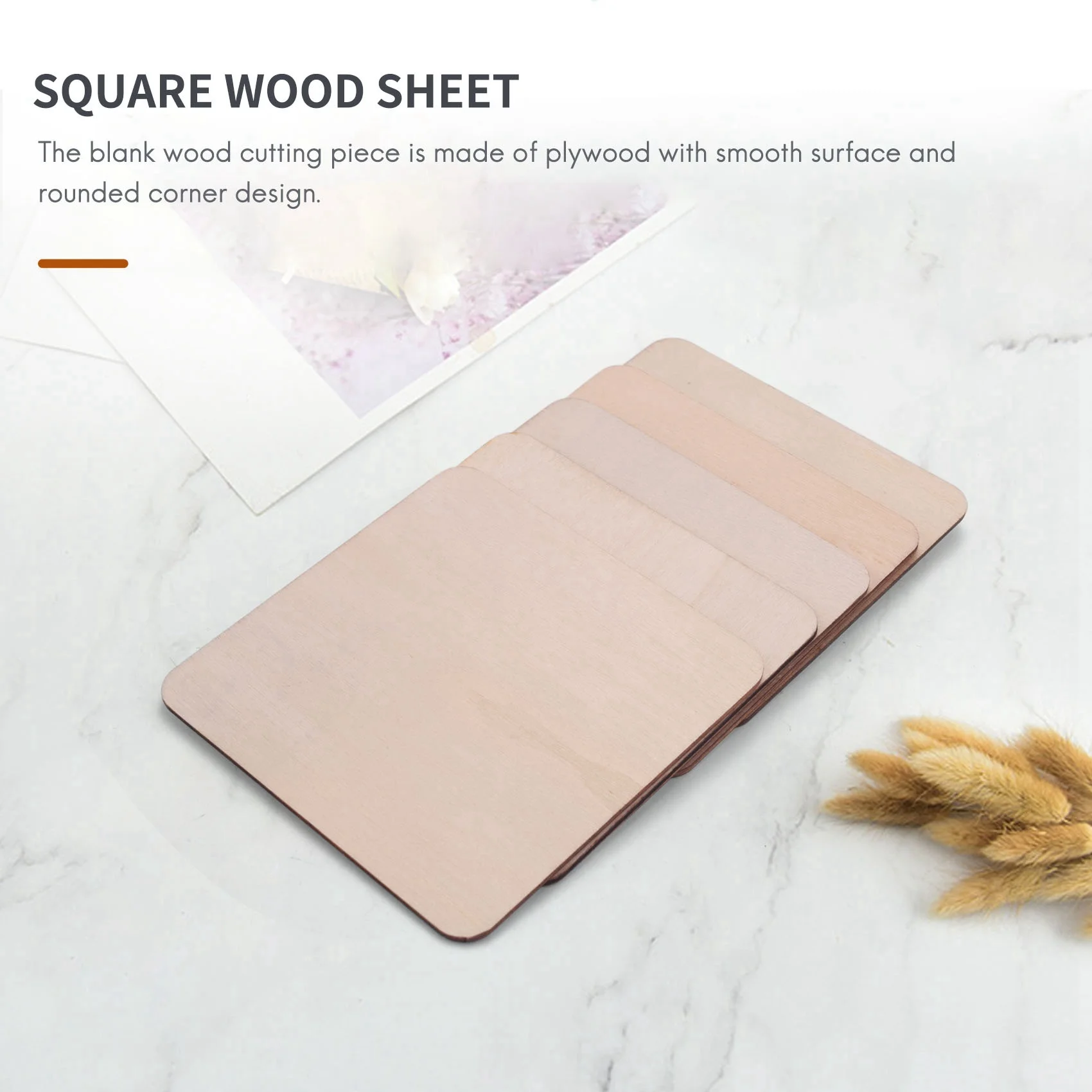 COFA 50 Pieces Unfinished Square Wood Slices Blank 4 x 4 In,for Coasters, Pyrography,Painting,Writing,Photo Props Decorations