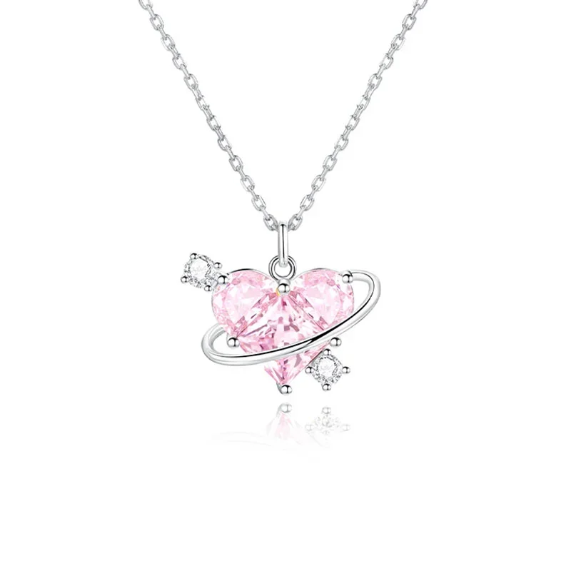 Sweetheart Girl Series Love Planet 925 Silver Necklace Women's Light Luxury Birthday Gift