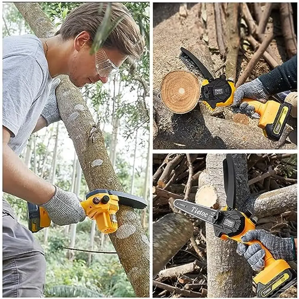 6-inch mini draadloze kettingzaag met 2 batterijen Lichtgewicht handkettingzaag Senioren met veiligheidsfuncties