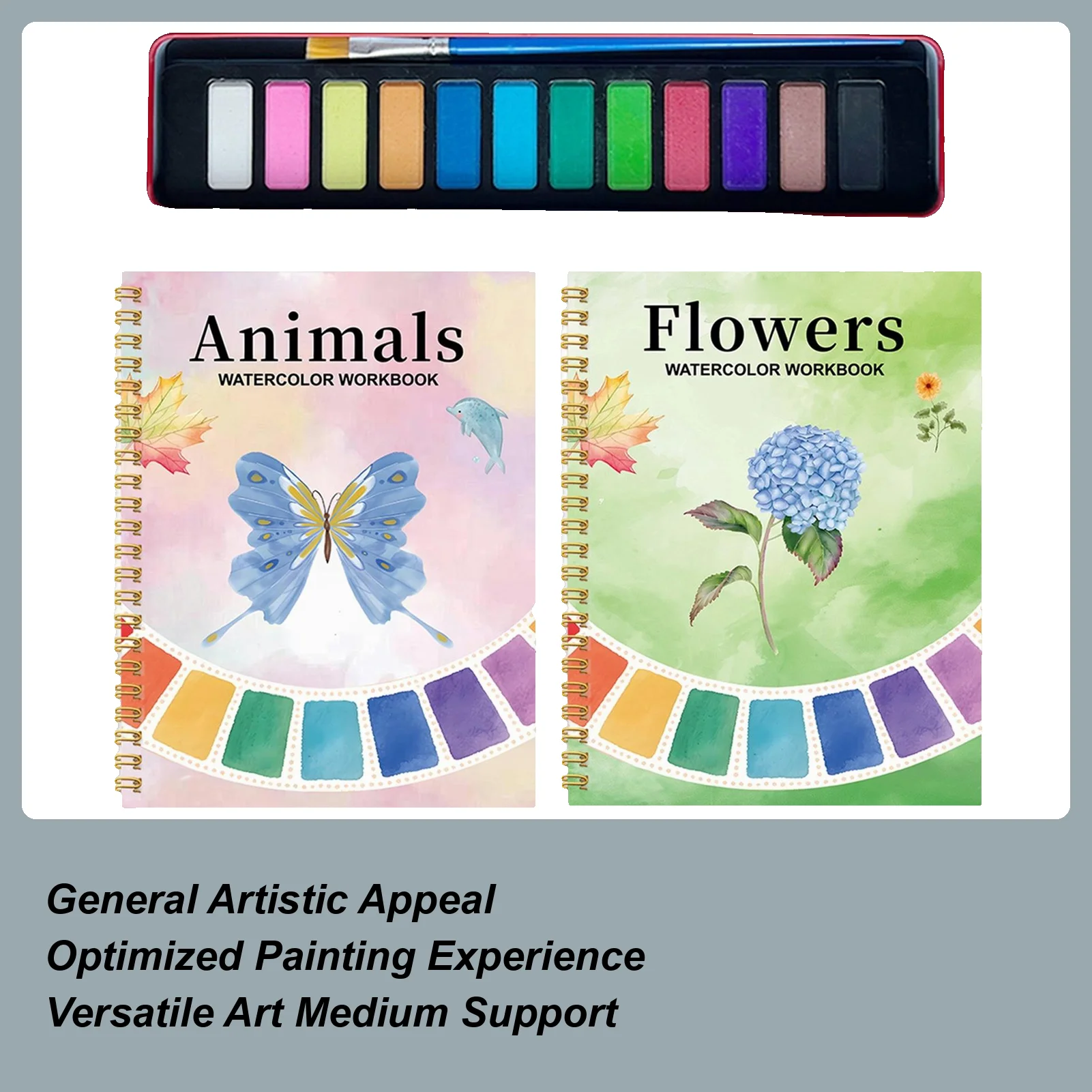 

Watercolor Workbook with 12-Color Paints & Brush Art Supplies Watercolor Practice Painting Book for Art Exercises Journaling