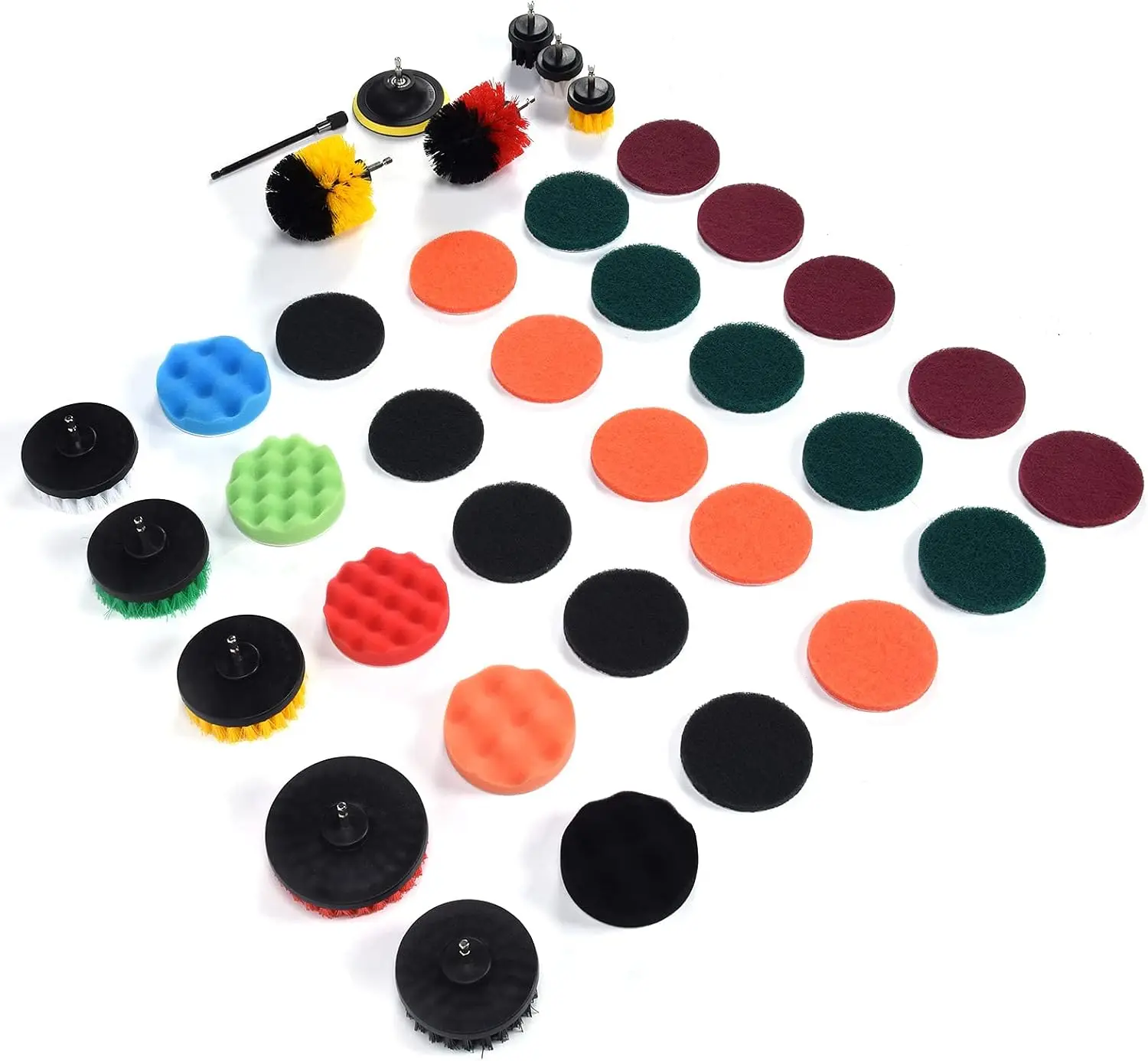37PCS Drill Brush Attachments Set with Scrub Pads and Sponge, Scrubber Brush and Polishing Pad Kit for Home