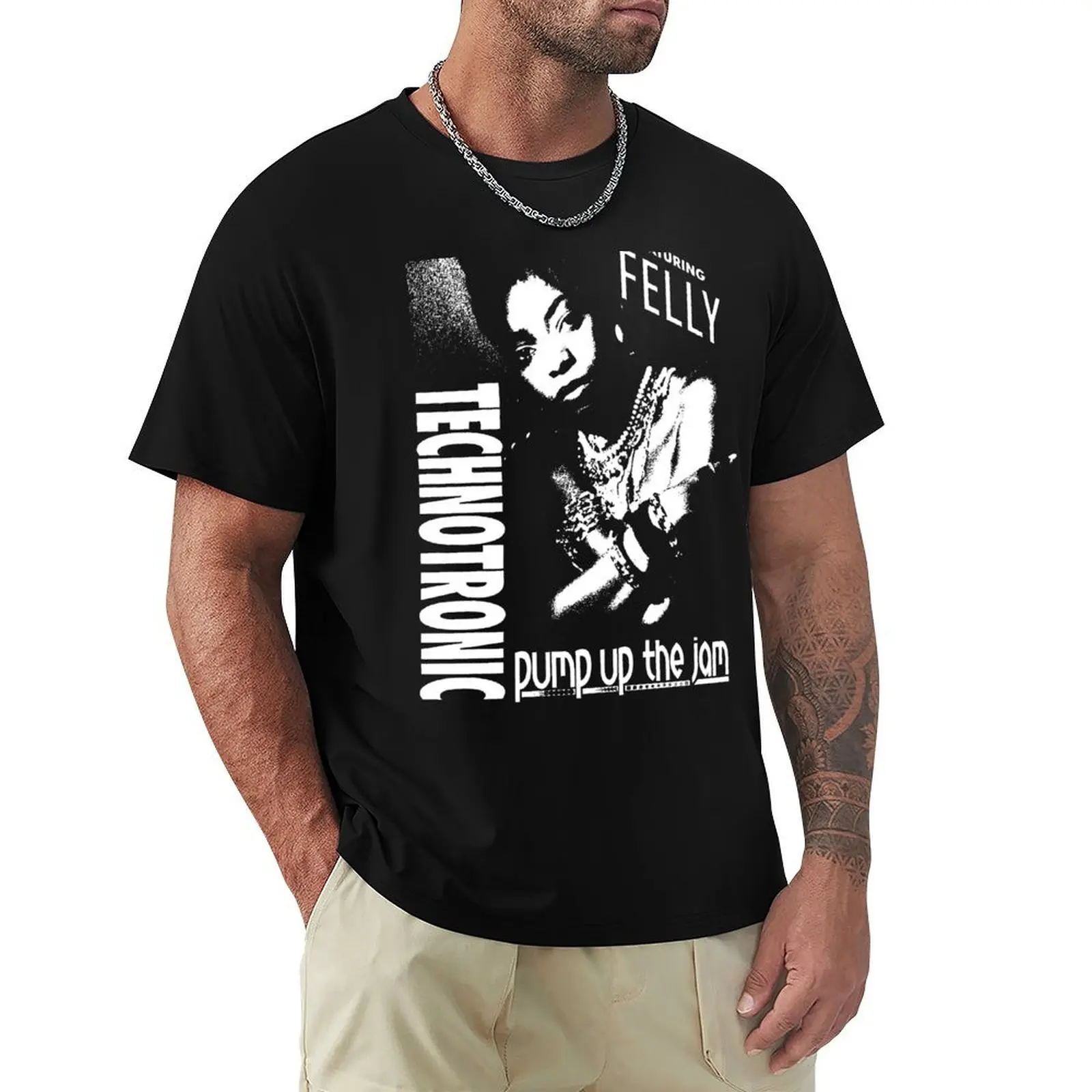 Technotronic - Camiseta Pump Up The Jam (Remix) con estampado clásico y manga corta