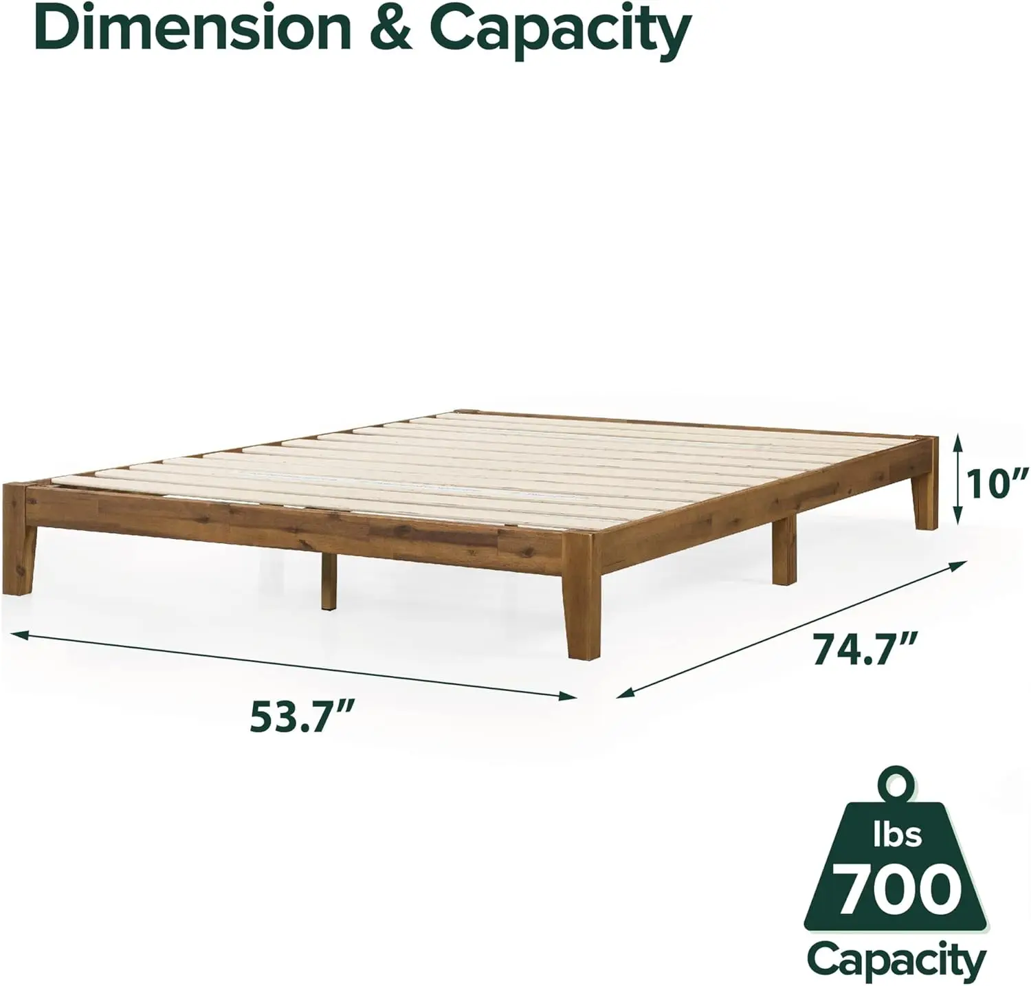 Bingkai tempat tidur Platform kayu/tanpa kotak pegas diperlukan/dasar kayu Solid dengan bilah kayu untuk dukungan