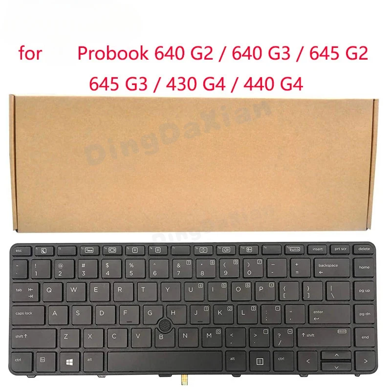 D+Replacement US Keyboard for HP Probook 640 G2 640 G3 645 G2 645 G3 430 G4 440 G4 Laptop Backlight with Pointer