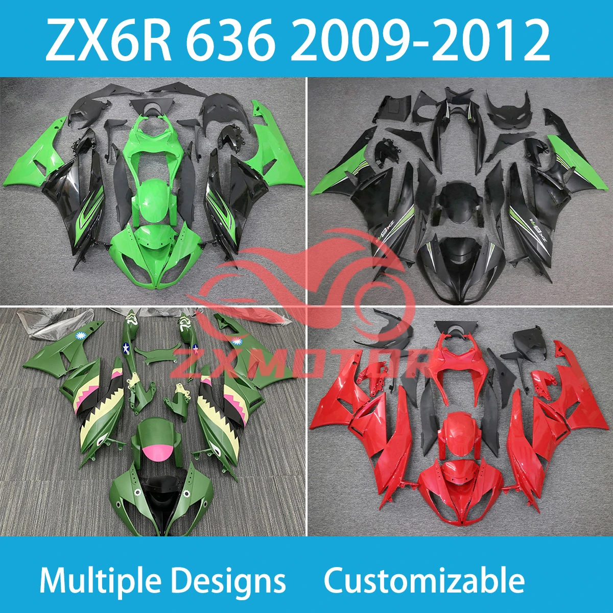 For KAWASAKI 636 ZX6R 2009 2010 2011 2012 Injection Fairings ZX 6R 09-12 Aftermarket Body Works Cover Motorcycle Fairing Kit