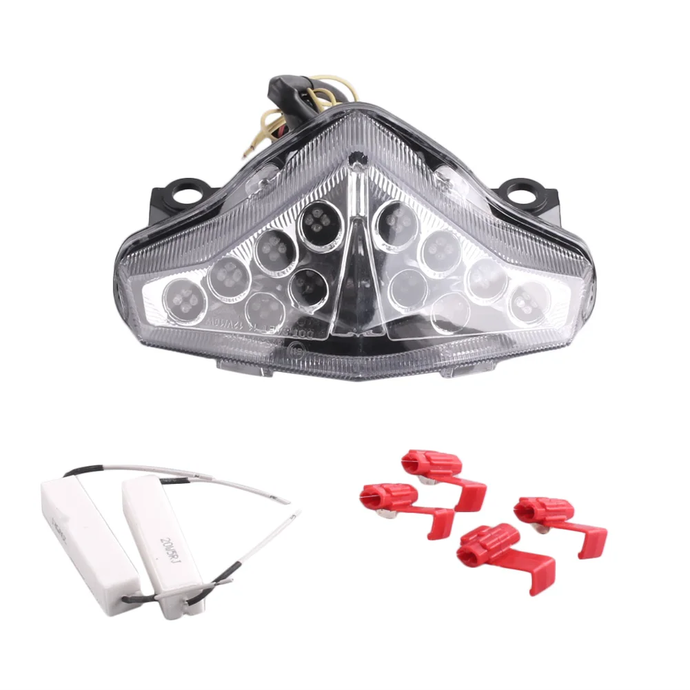 E-Mark Clear Motorcycle Turn Signal Lamp Rear Brake Light Intergrated LED Taillight For Kawasaki EX650 2010 2011 2012