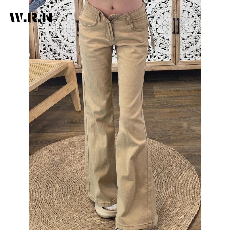 

Vintage Street Y2K Slim Fit High Waisted Brwon Jeans 2025 Summer Women's Retro Sheath Pants Sexy Solid Color Denim Trouser