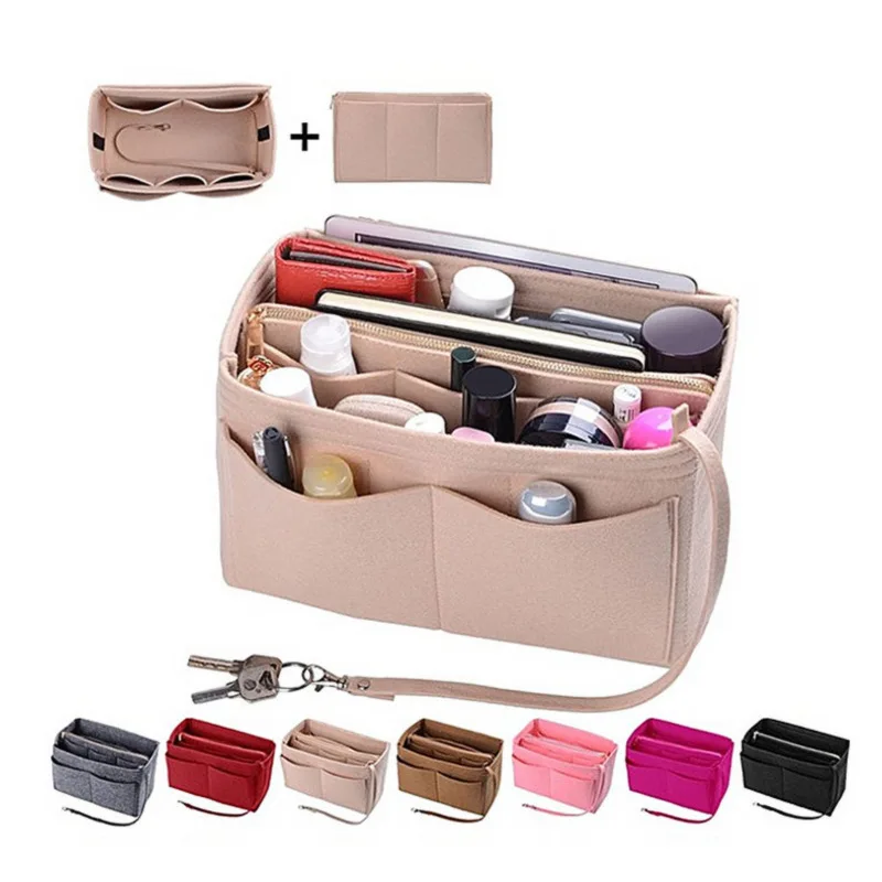 Make up Organizer Felt Insert Bag For Handbag Fit Various Brand Bag Travel Inner Purse Portable Cosmetic Bags for Women