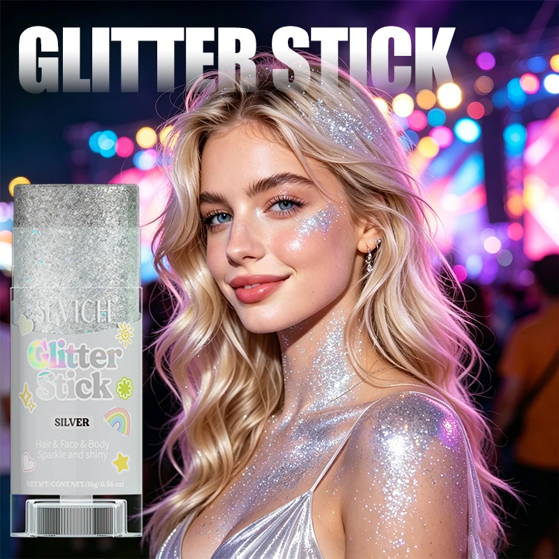 Hair Body Glitter Gel High Shine Waterproof Mermaid Face Glitter Stick Lasting Sparkling Liquid For Music Festival Party