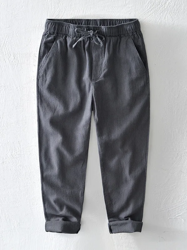 

Men's Casual Loose Linen Pants Dstring Elastic Waist Beachwear Breathable Straight Leg Trousers Comfortable Spring Autumn