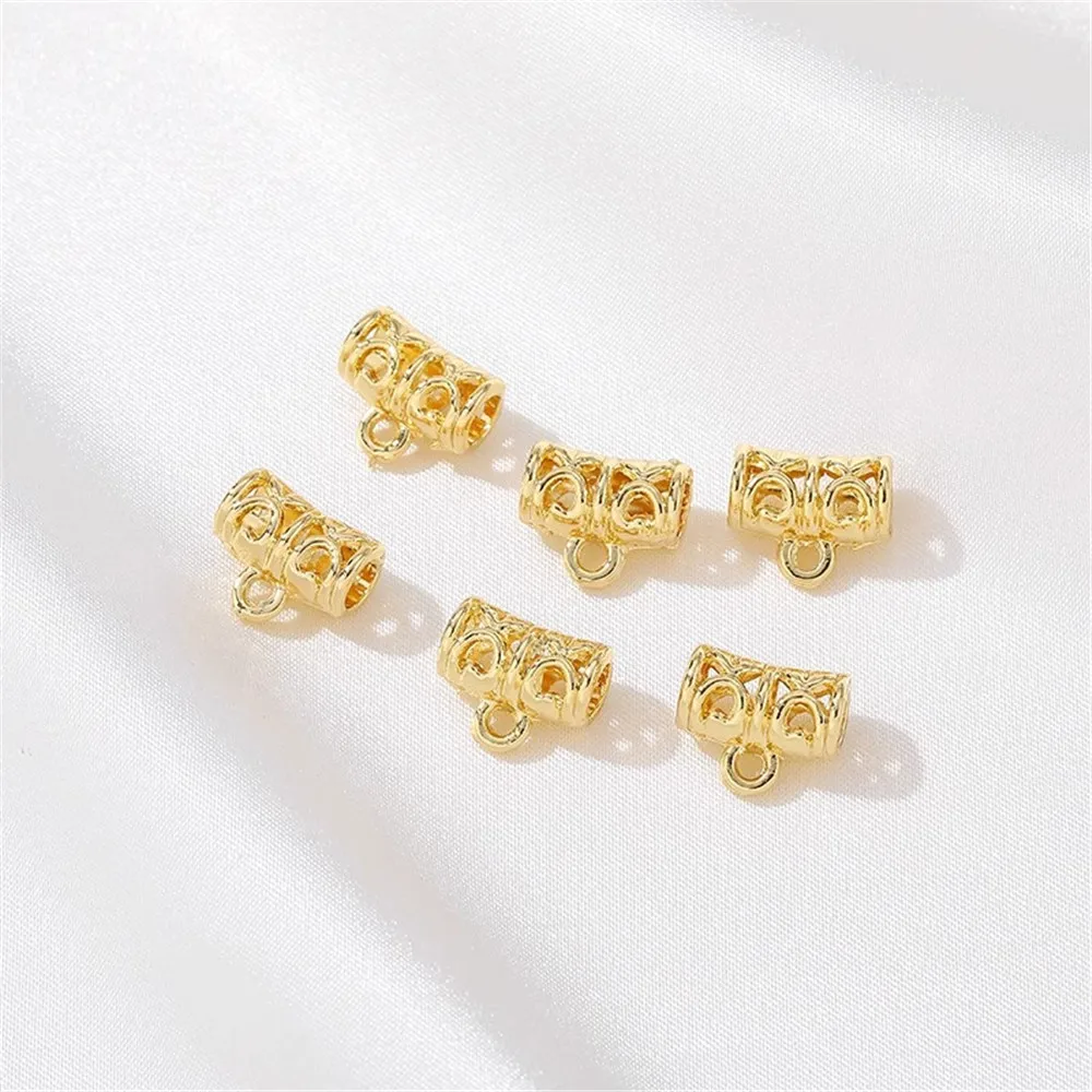 

14K Gold-plated Hollowed Out Bucket Shaped Pendant Hanging Beads Handcrafted DIY Making Bracelet Jewelry Materials Accessories